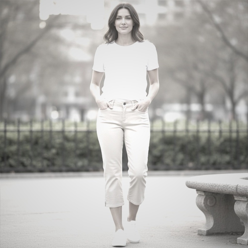 St John's Bay Women's Size 10 (32") White CAPRI PANT Cotton Polyester Spandex